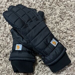 Carhartt Black Quilted Cold-Weather Gloves with Wrist Straps